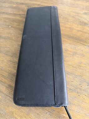 Coach Black Leather Zip Tie Travel Organizer